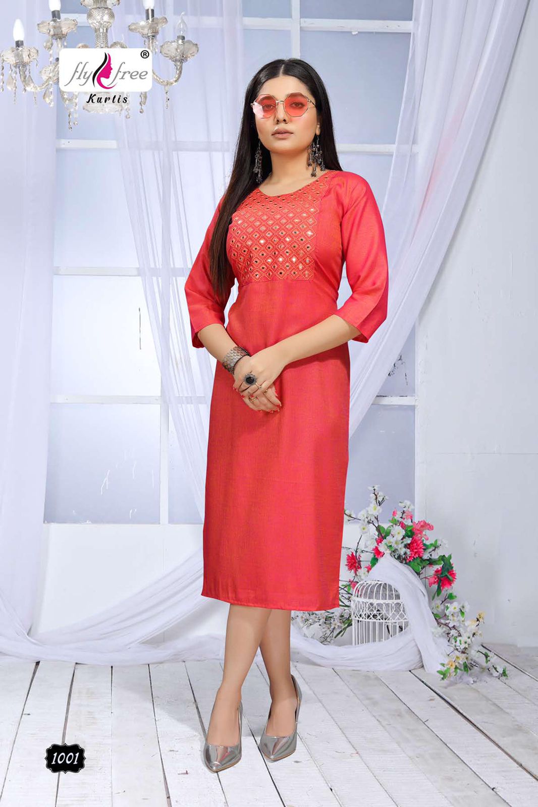 Fly Free Sunwin Latest Fancy Ethnic Wear Rayon Designer Kurti Collection